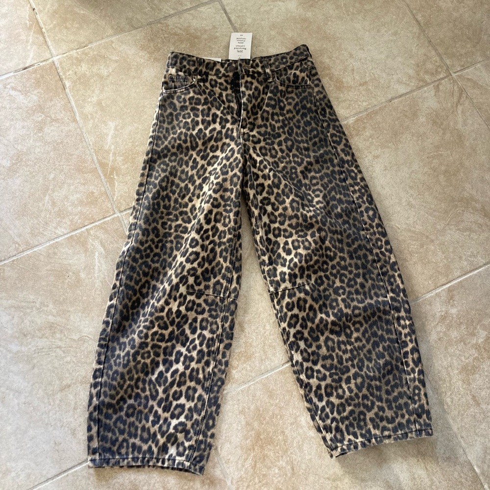 Leopard print high waist barrel jeans - size 4 - Picture 4 of 12
